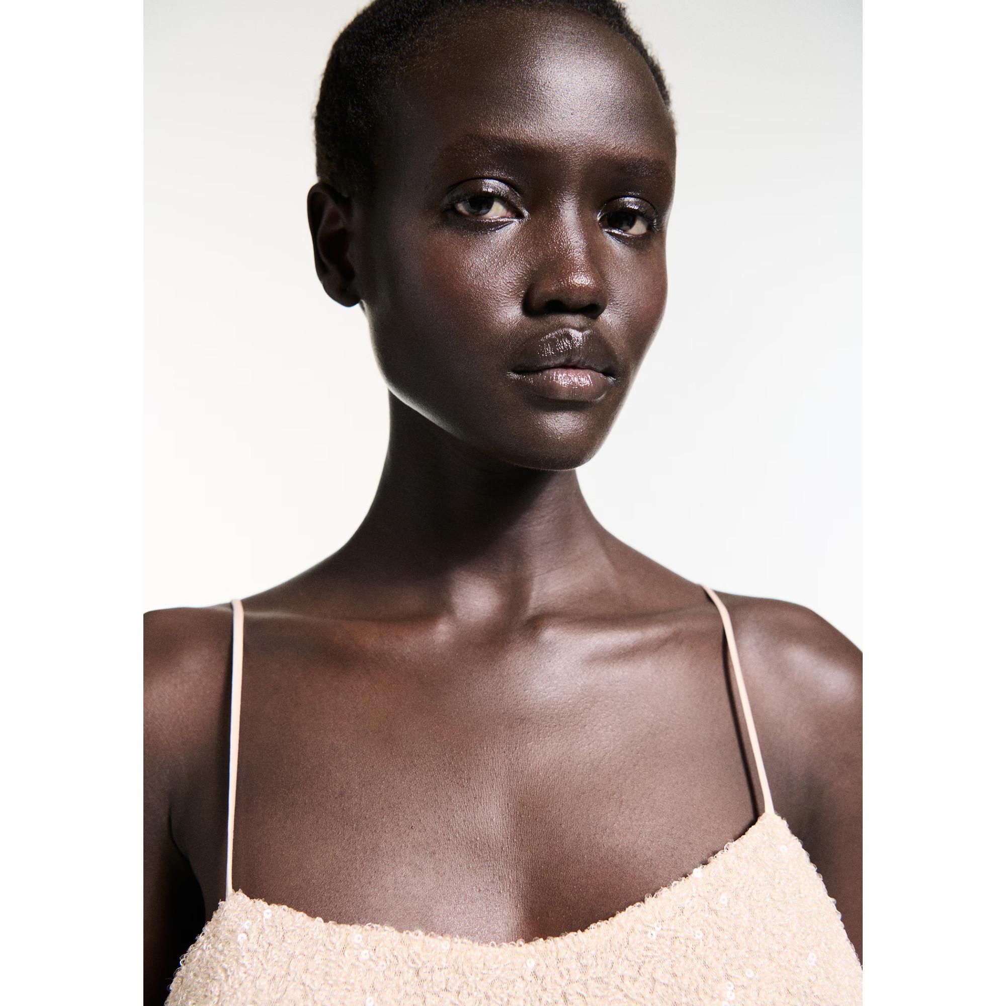 MANGO XLENJU Top Paillettes Spalline Sottili  