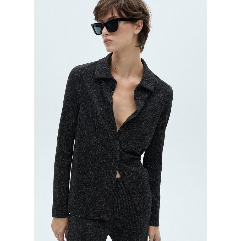 MANGO XBLUTI Schimmernde Langarmbluse  