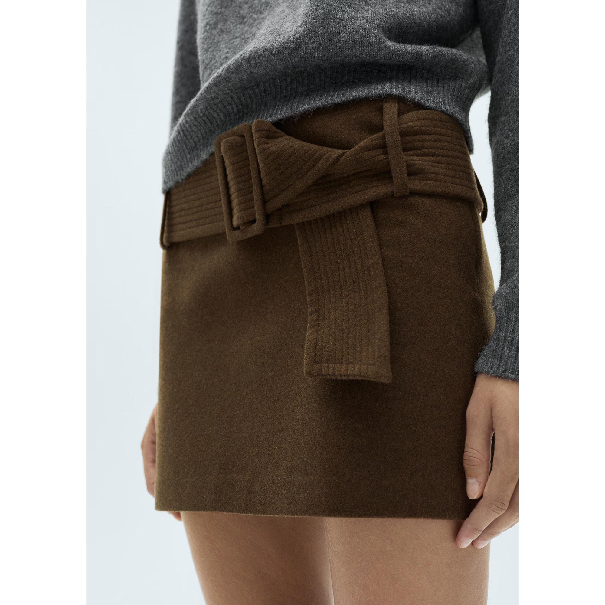 MANGO Quilt Minirock mit Gürtel  