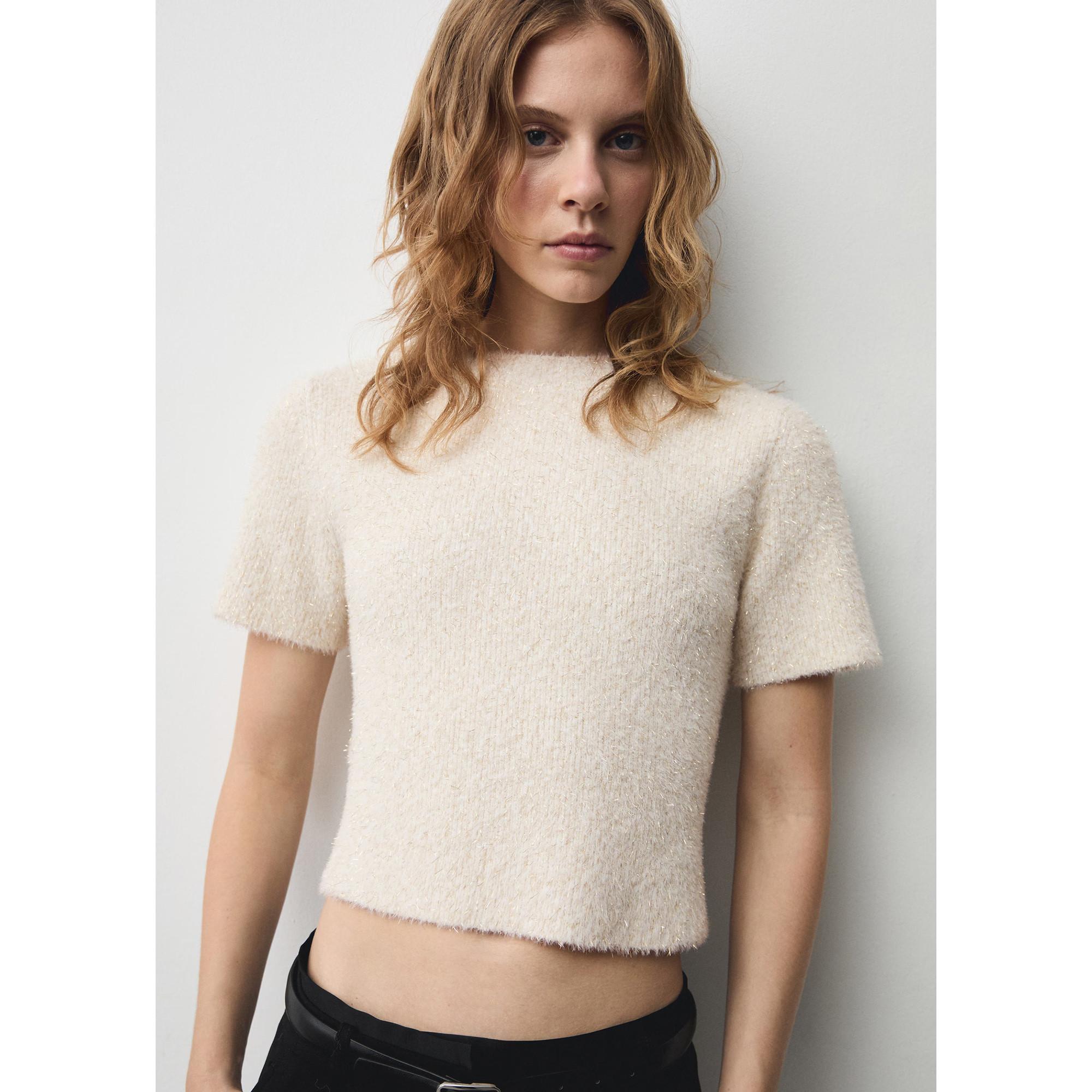 MANGO Floreto Pull Manches Courtes Col Rond  