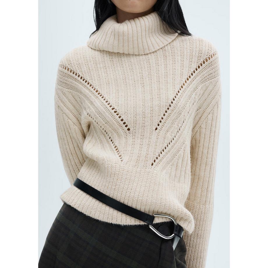 MANGO DORICA Maglione a Collo Alto in Maglia a Coste  