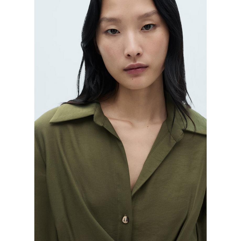 MANGO Jolie Robe Chemise Portefeuille Manches Longues  