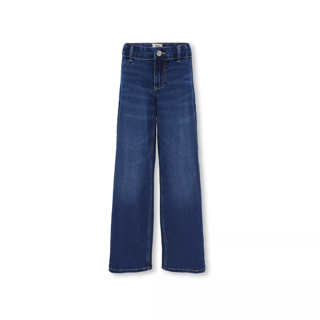 Weite Jeans KIDS ONLY "KOGSYLVIE CLEAN WDE LEG DNM BJ13964 NOOS", Mädchen, Gr. 164, N-Gr, blau (dunkelblau denim), Denim/Jeans, Obermaterial: 69% Baumwolle, 29% Polyester, 2% Elasthan, unifarben, relaxed fit knöchellang, Jeans