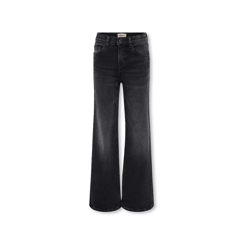 Weite Jeans KIDS ONLY "KOGJUICY LIFE WIDE LEG DNM DCC369", Mädchen, Gr. 134, N-Gr, schwarz (washed schwarz), Denim/Jeans, Obermaterial: 99% Baumwolle, 1% Elasthan, unifarben, relaxed fit knöchellang, Jeans