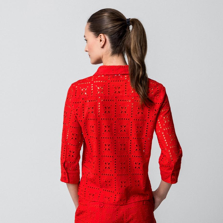 Manor Woman Relaxed Fit Cropped Loch-Spitze Bluse  