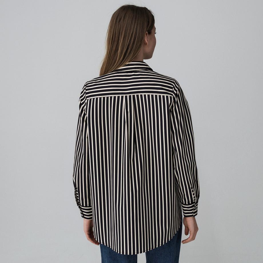 Manor Woman Camicetta a righe maniche lunghe collo Kent  