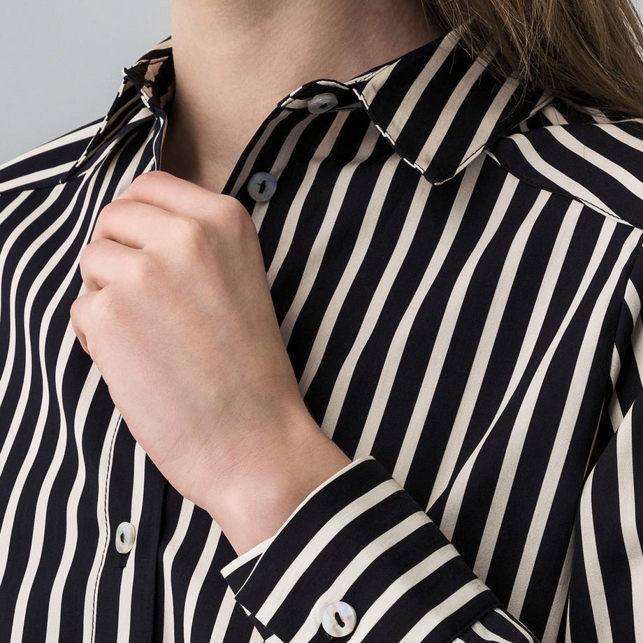 Manor Woman Camicetta a righe maniche lunghe collo Kent  