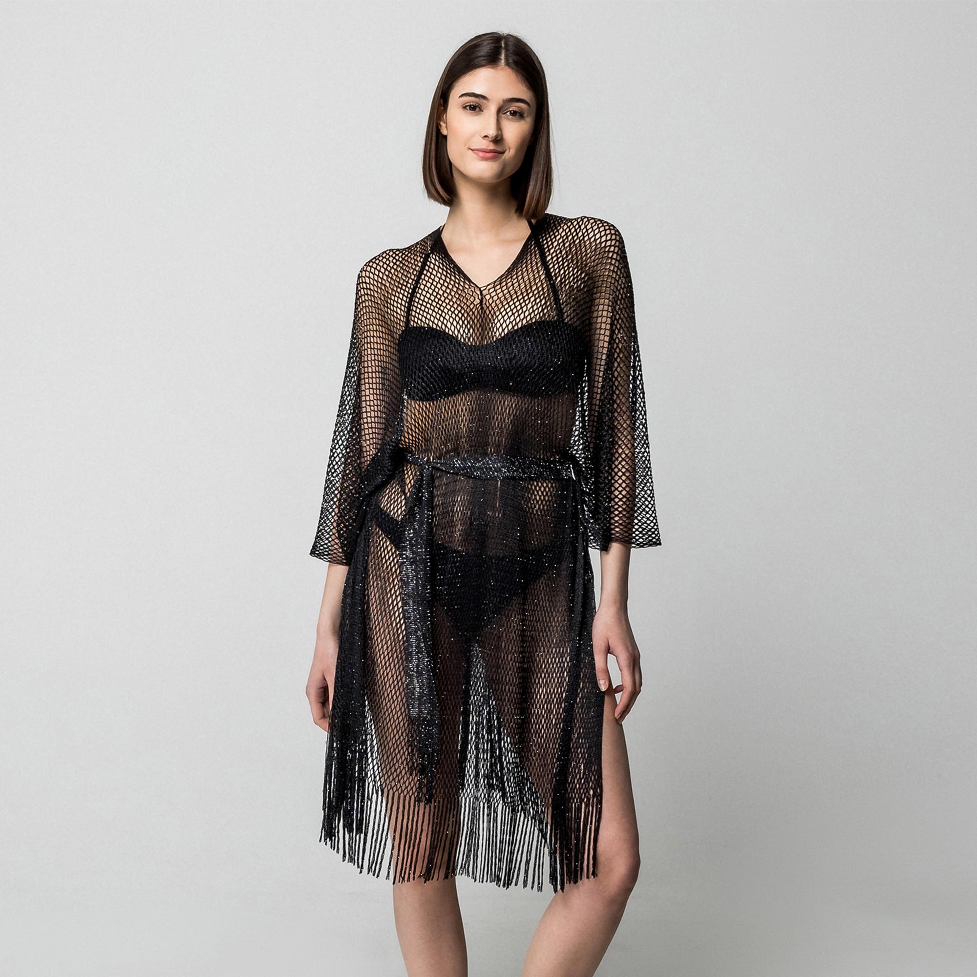 Manor Woman Tunika mit Glitzerfäden und Fransen  