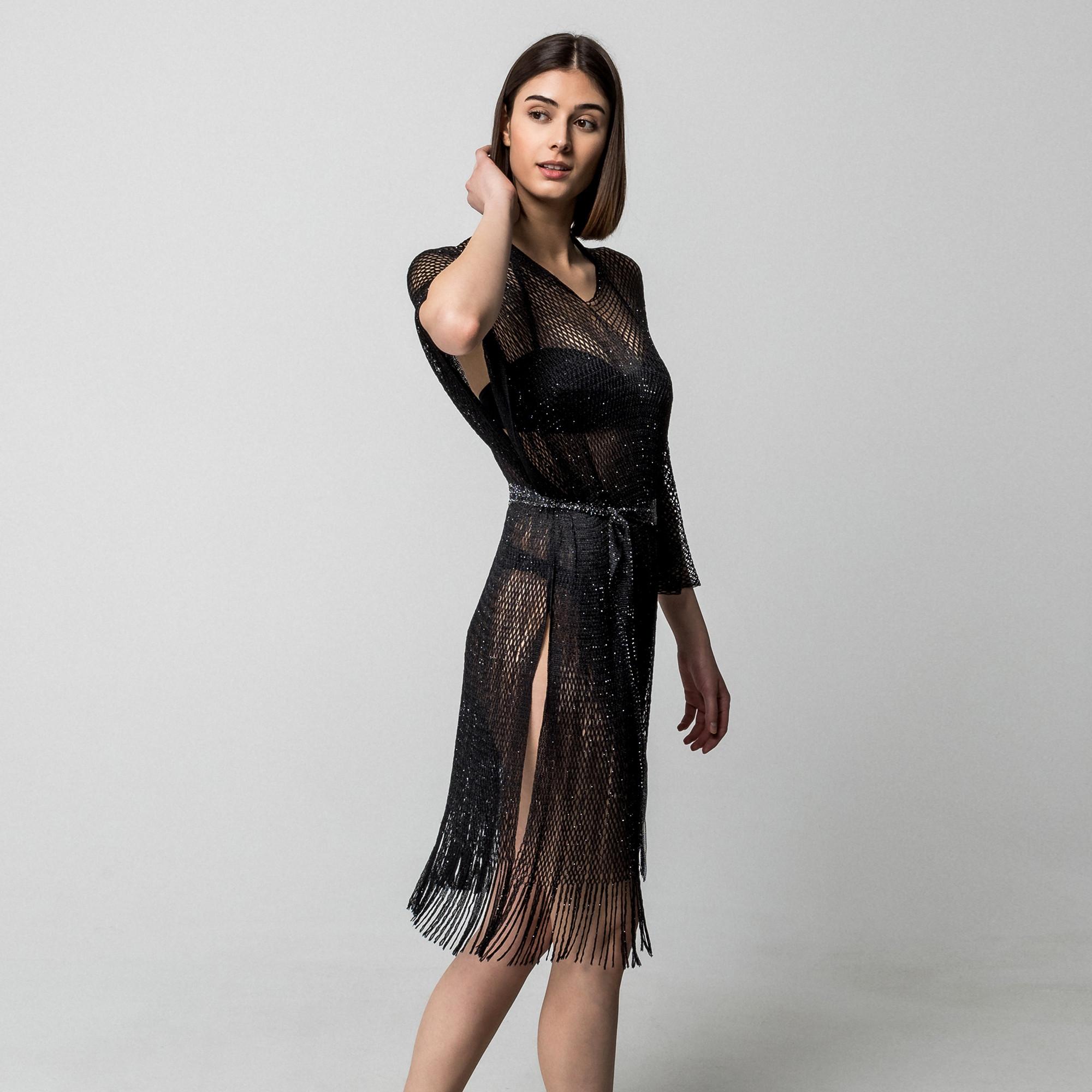 Manor Woman Tunika mit Glitzerfäden und Fransen  