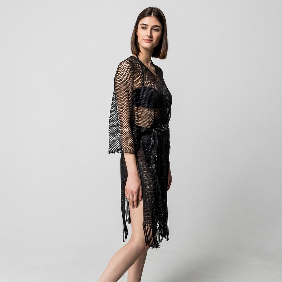 Manor Woman Tunika mit Glitzerfäden und Fransen  