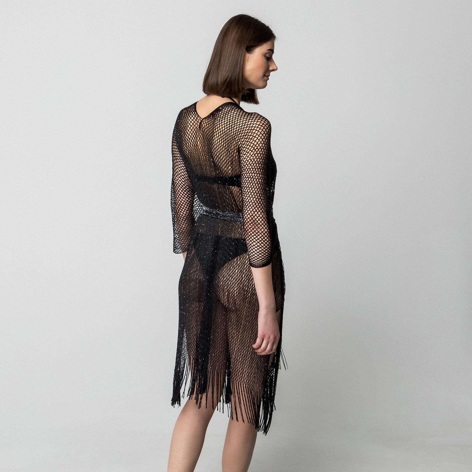 Manor Woman Tunika mit Glitzerfäden und Fransen  