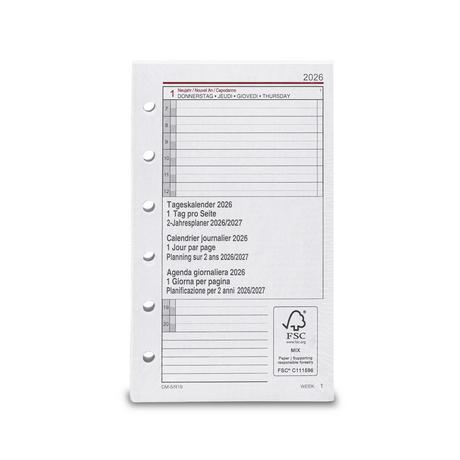 Manor Papeterie No Label Recharge Calendrier quotidien Refill 2026 