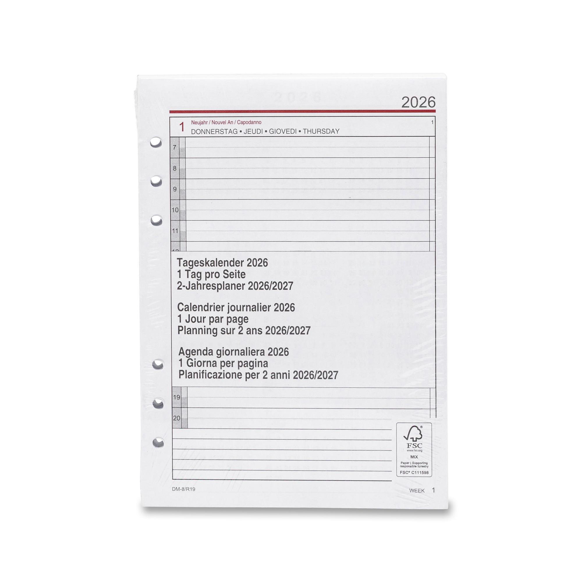 Manor Papeterie No Label Recharge Calendrier quotidien Refill 2026 