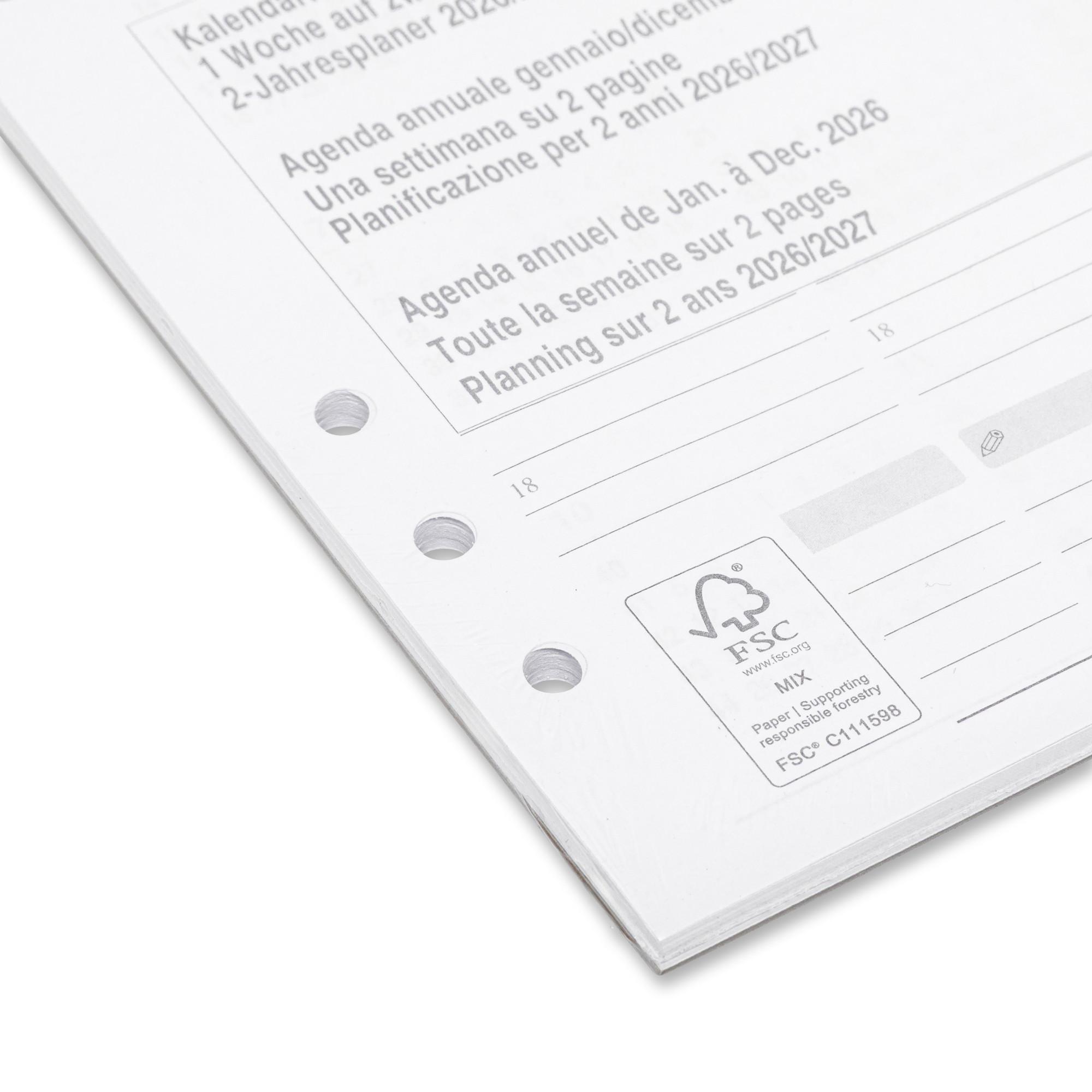 Manor Papeterie No Label Inserto sostitutivo dell'agend Refill 2026 