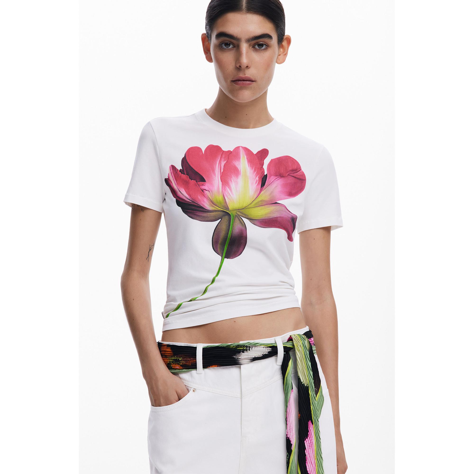 Desigual Blumenmuster Slim Fit T-Shirt  