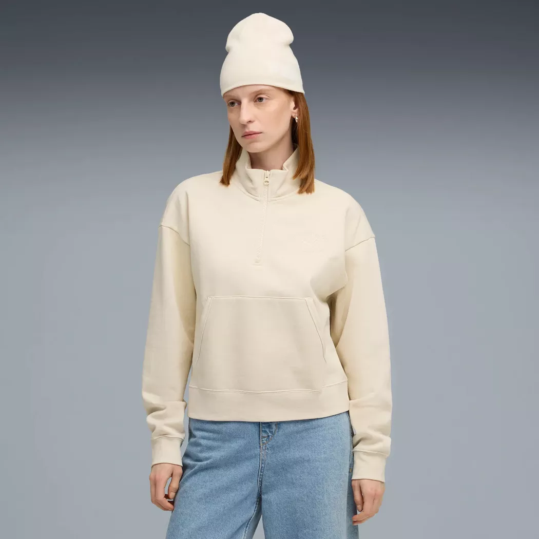 Puma Sweat-shirt Femme Class Comfort Demi-Zip crème   XS