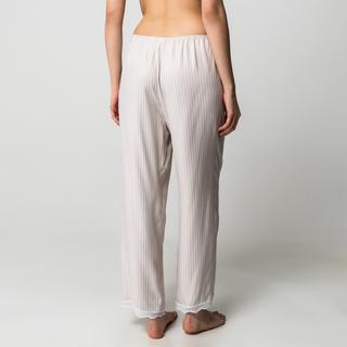 Manor Woman Pantaloni del pigiama a righe gamba larga con bordo in pizzo  