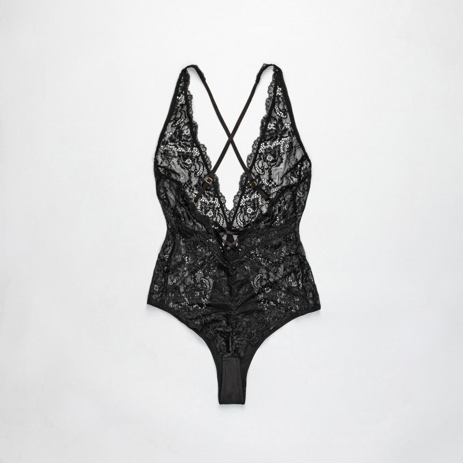 Manor Woman Body in pizzo scollo a V  