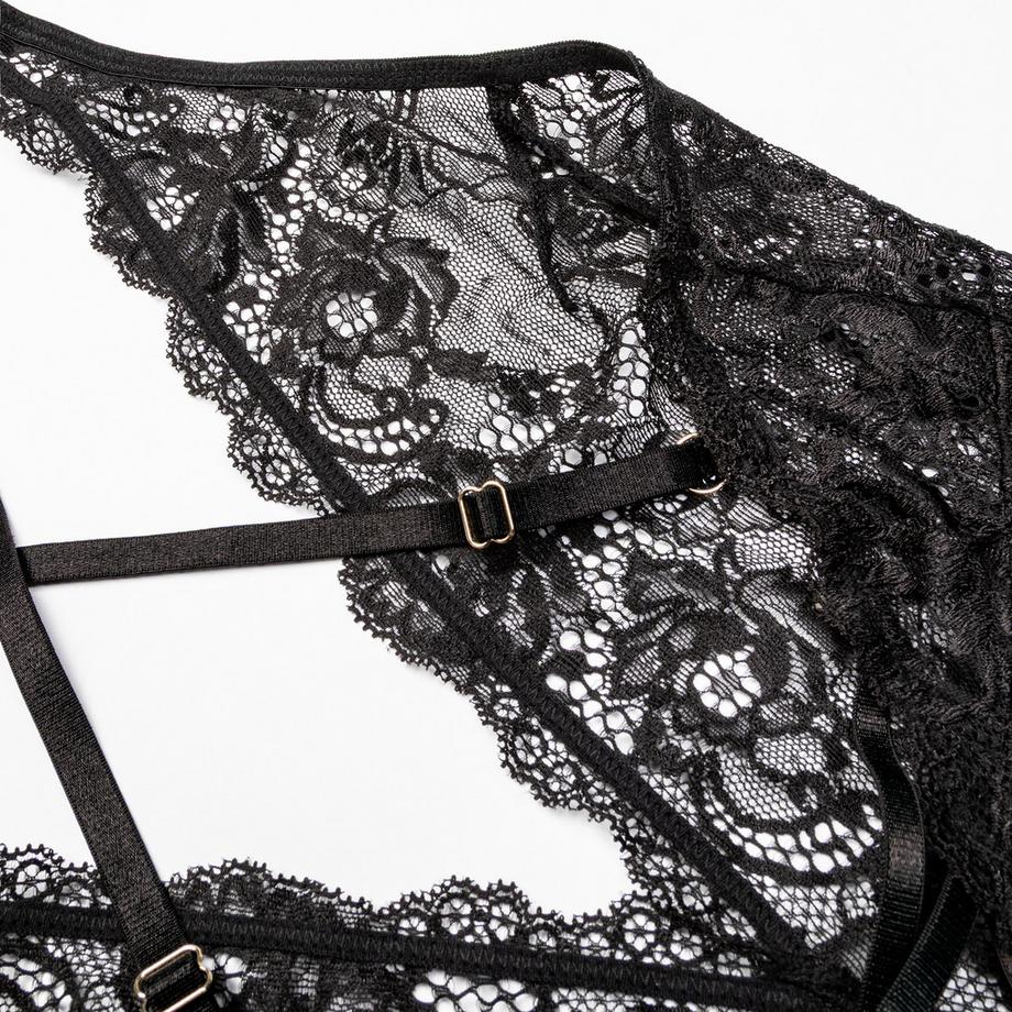 Manor Woman Body in pizzo scollo a V  