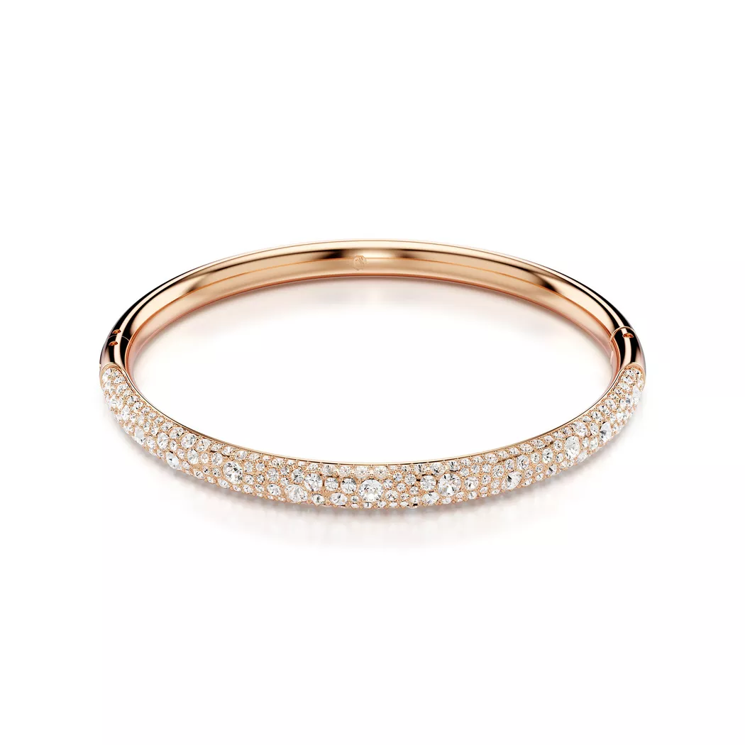 Armreif SWAROVSKI "Schmuck Geschenk Sublima Armreif" Gr. L, rosa (roségoldfarben, kristallweiß, kristallweiß), Armbänder, Damen, L, Metall, Armreif, mit Swarovski Kristall