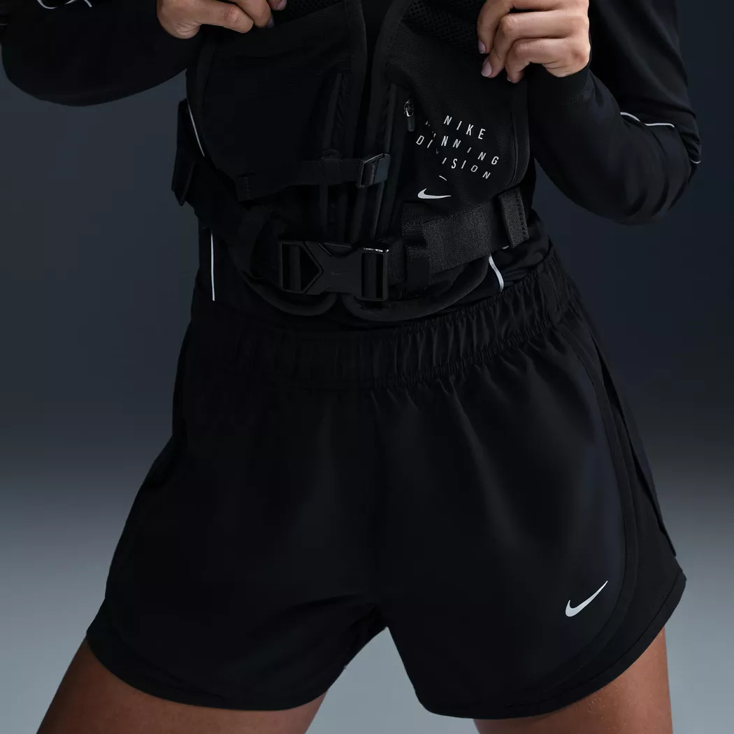 Laufshorts NIKE "W NK TEMPO DF MR 3" SHORT", Damen, Gr. XL, N-Gr, schwarz, schwarz, schwarz, reflective silv, Obermaterial: 100% Polyester, Hosen, schnell trocknendes Material, mit Mesh-Einsätzen 4