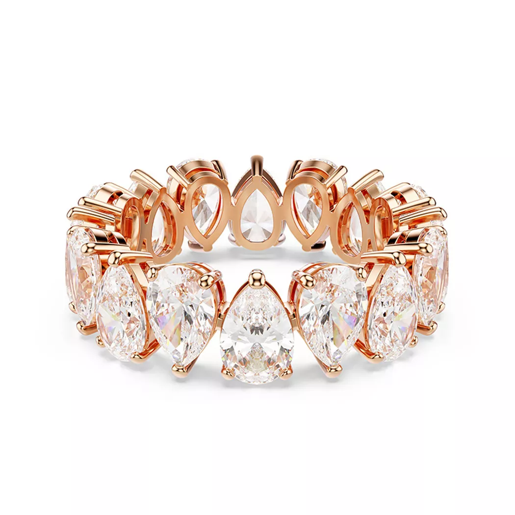 Fingerring SWAROVSKI "Schmuck Geschenk Matrix Ring" Gr. 52, rosa (roségoldfarben, pink), Fingerringe, Damen, 52, Metall, 4,7mm, Fingerring, mit Swarovski Zirkonia (synth.)