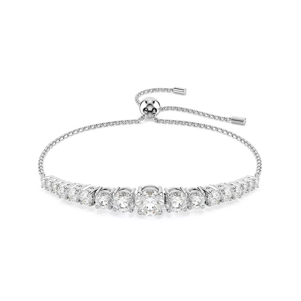 Armband SWAROVSKI "Schmuck Geschenk Matrix Tennis Armkette", silber (metallfarben, kristallweiß, kristallweiß), Armbänder, Damen, Metall, Armband, mit Swarovski Kristall