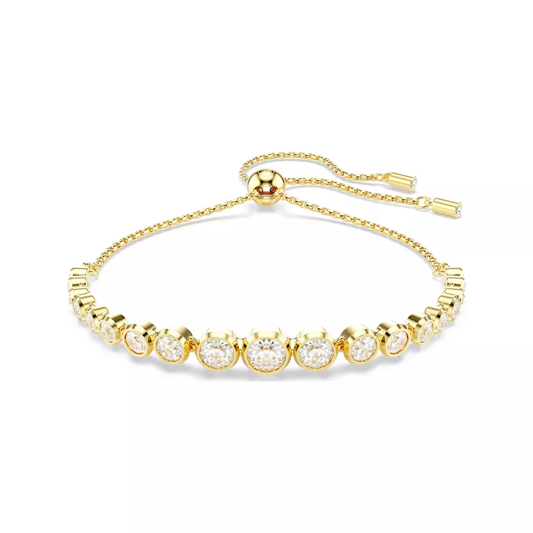 Armband SWAROVSKI "Schmuck Geschenk Imber Tennis Armkette", gelb (gelbgoldfarben, goldfarben, goldfarben), Armbänder, Damen, Metall, Armband, mit Swarovski Kristall