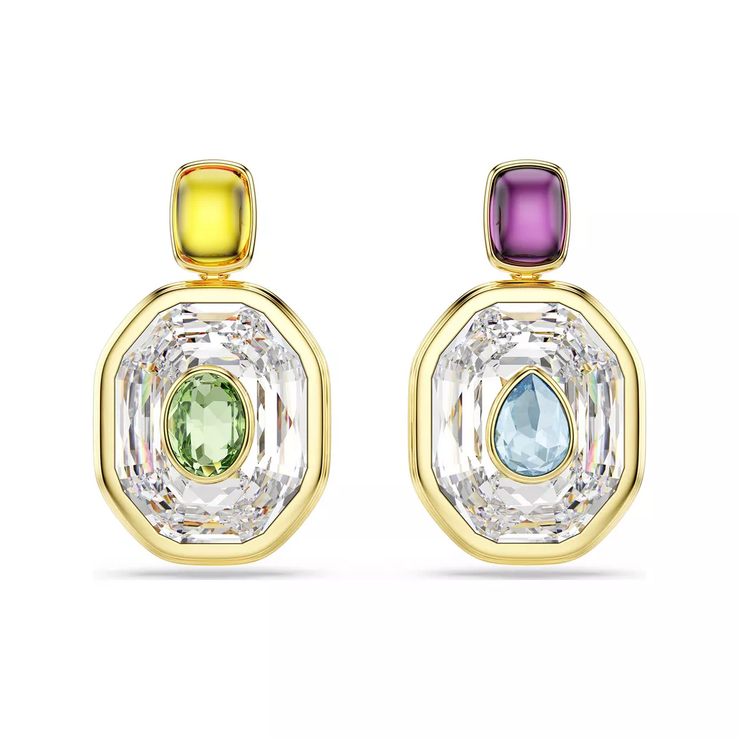 Paar Ohrstecker SWAROVSKI "Schmuck Geschenk Chroma Drop-Ohrhänger", gold (gelbgoldfarben, metallfarben, blau, grün, blau, grün), Ohrringe, Damen, Metall, mit Swarovski Kristall - Einhänger drehbar 3