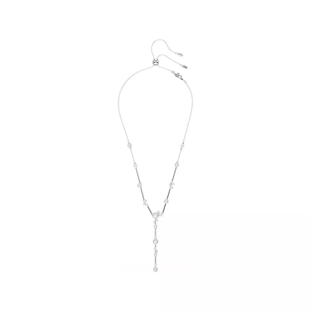 Y-Kette SWAROVSKI "Schmuck Geschenk Constella Y-Halskette", silber (metallfarben, kristallweiß, weiß), Halsketten, Damen, Metall Perlen, L: 48 B: 6mm, Metall, Perlen, mit Swarovski Zirkonia (synth.) - mit Swarovski Perle, B:6mm 2