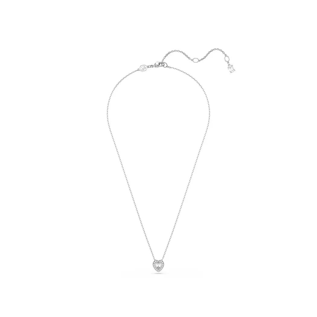 Kette mit Anhänger SWAROVSKI "Schmuck Geschenk Ariana Grande Halskette Herz", silber (metallfarben, kristallweiß), Halsketten, Damen, Metall, L: 38, mit Swarovski Kristall
