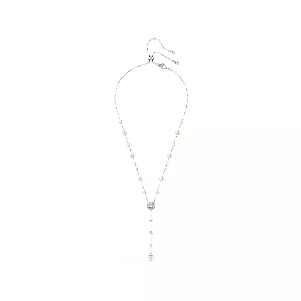 Kette mit Anhänger SWAROVSKI "Schmuck Geschenk Ariana Grande Halskette Herz", silber (metallfarben, kristallweiß), Halsketten, Damen, Metall, L: 38, mit Swarovski Kristall 2