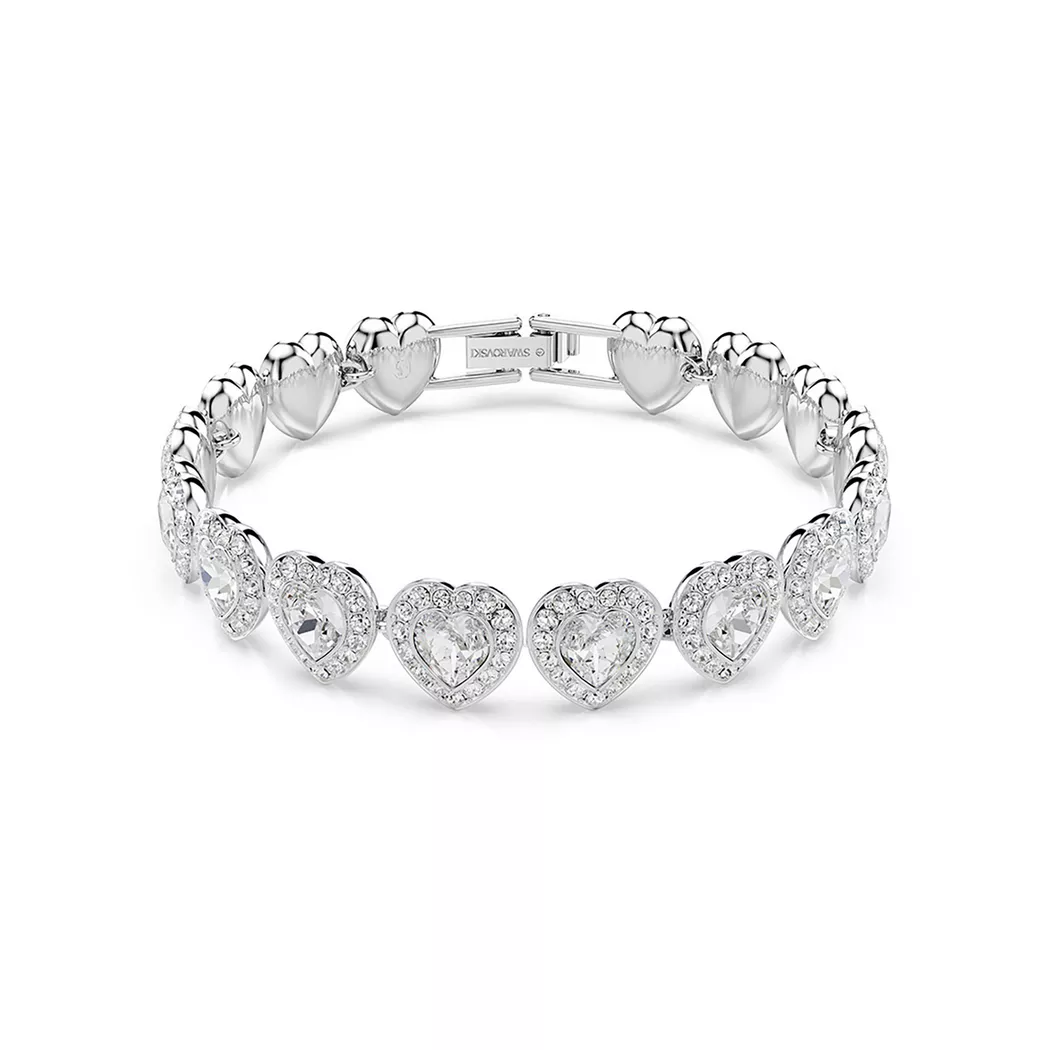 Armband SWAROVSKI "Schmuck Geschenk Ariana Grande Armkette Herz", silber (metallfarben, kristallweiß, kristallweiß), Armbänder, Damen, Metall, Armband, mit Swarovski Kristall 2