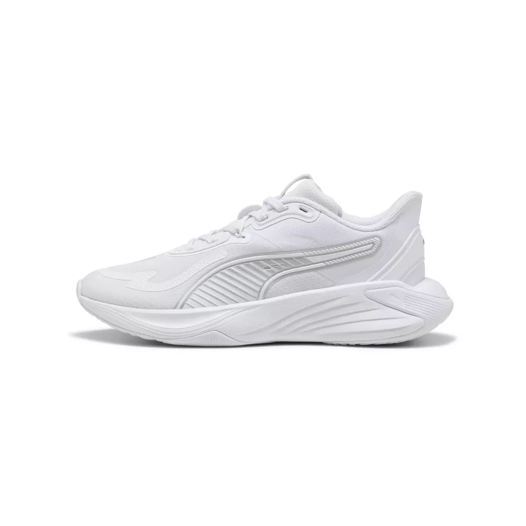 Trainingsschuh PUMA "PWR HYBRID TR WNS", Damen, Gr. 38, weiß (puma weiß, puma silber), Textil, Schuhe, PROFOAM-Dämpfung, abriebfeste Gummilaufsohle