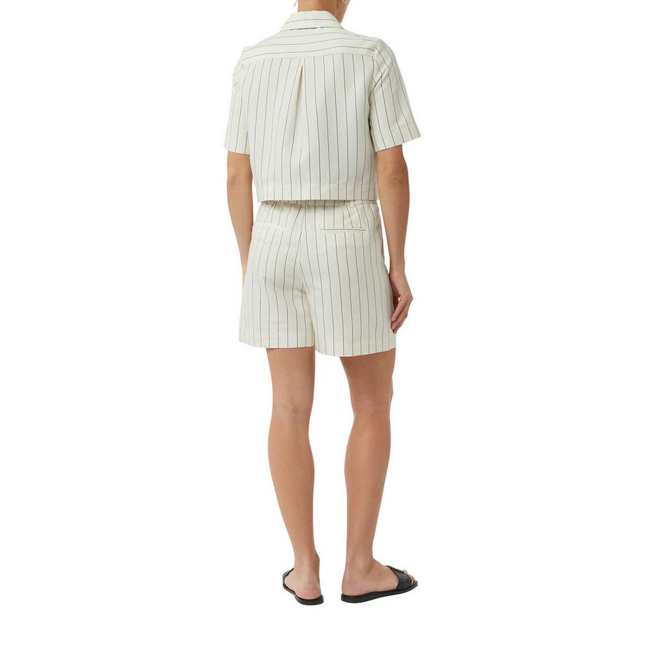 Comma Surchemise Rayée Mélange Lin Manches Courtes  