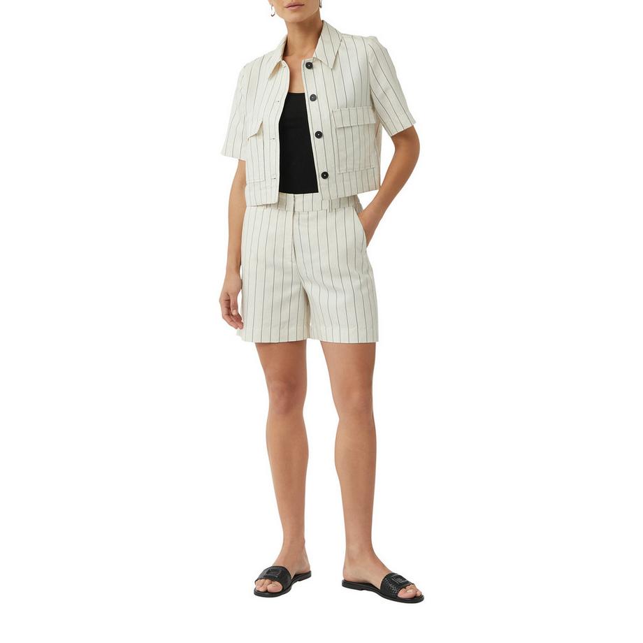 Comma Surchemise Rayée Mélange Lin Manches Courtes  