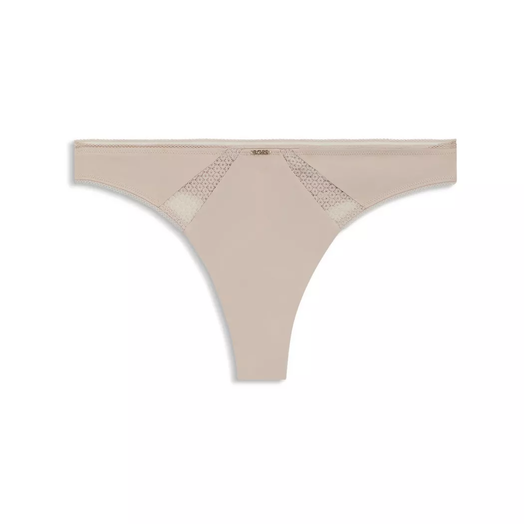 String BOSS "Pure", Damen, Gr. XL, light beige 270, Obermaterial: 75% Polyamid, 25% Elasthan, körpernah, Unterhosen String, körpernahe Form, mit Spitzeneinsatz