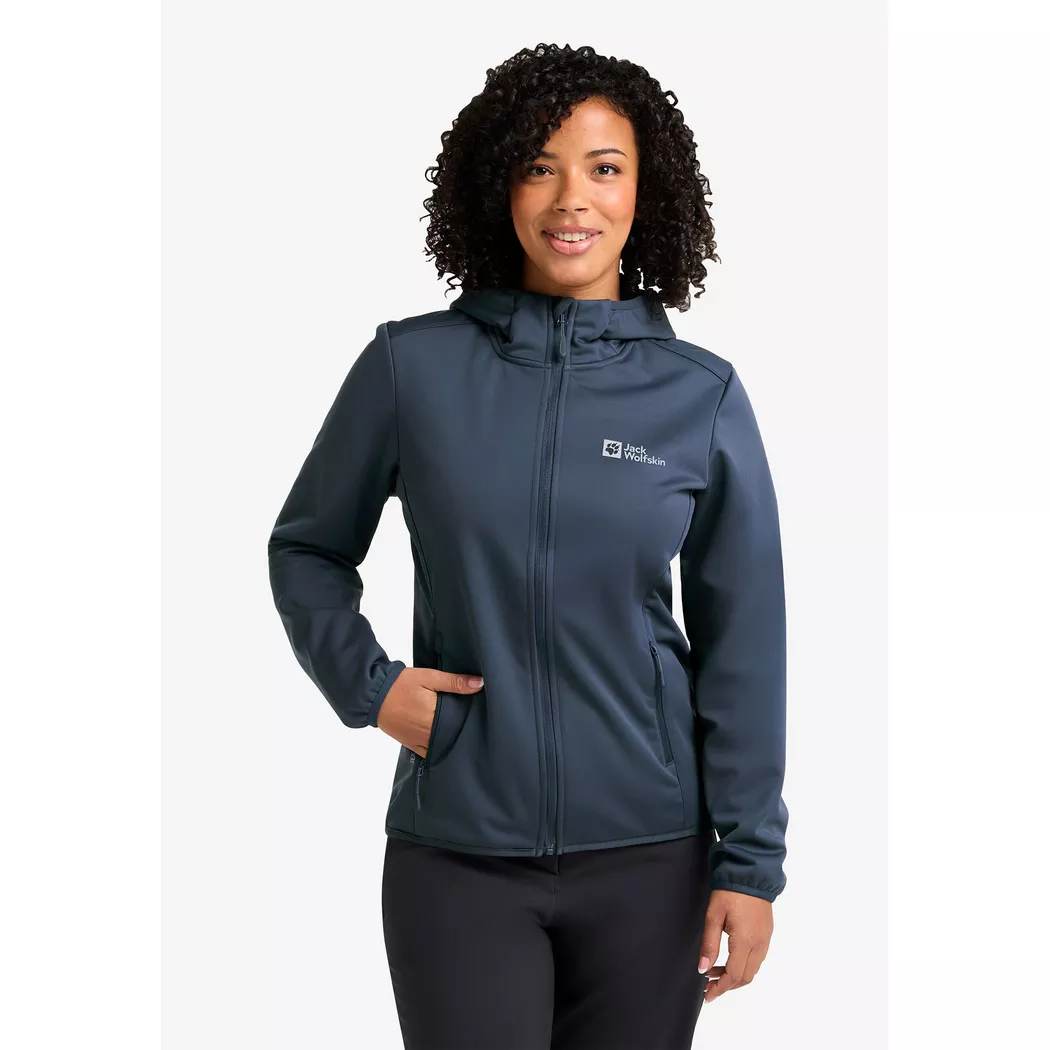 Jack Wolfskin - Softshell-Jacke mit Kapuze, für Damen, Dunkelblau, Größe 2XL