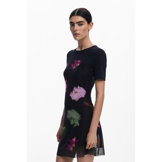 TUNIQUE MINI-ROBE DESIGUAL NOIR IMPRIMÉ PORTRAIT - TAILLE S - OCCASION TRÈS BON ÉTAT