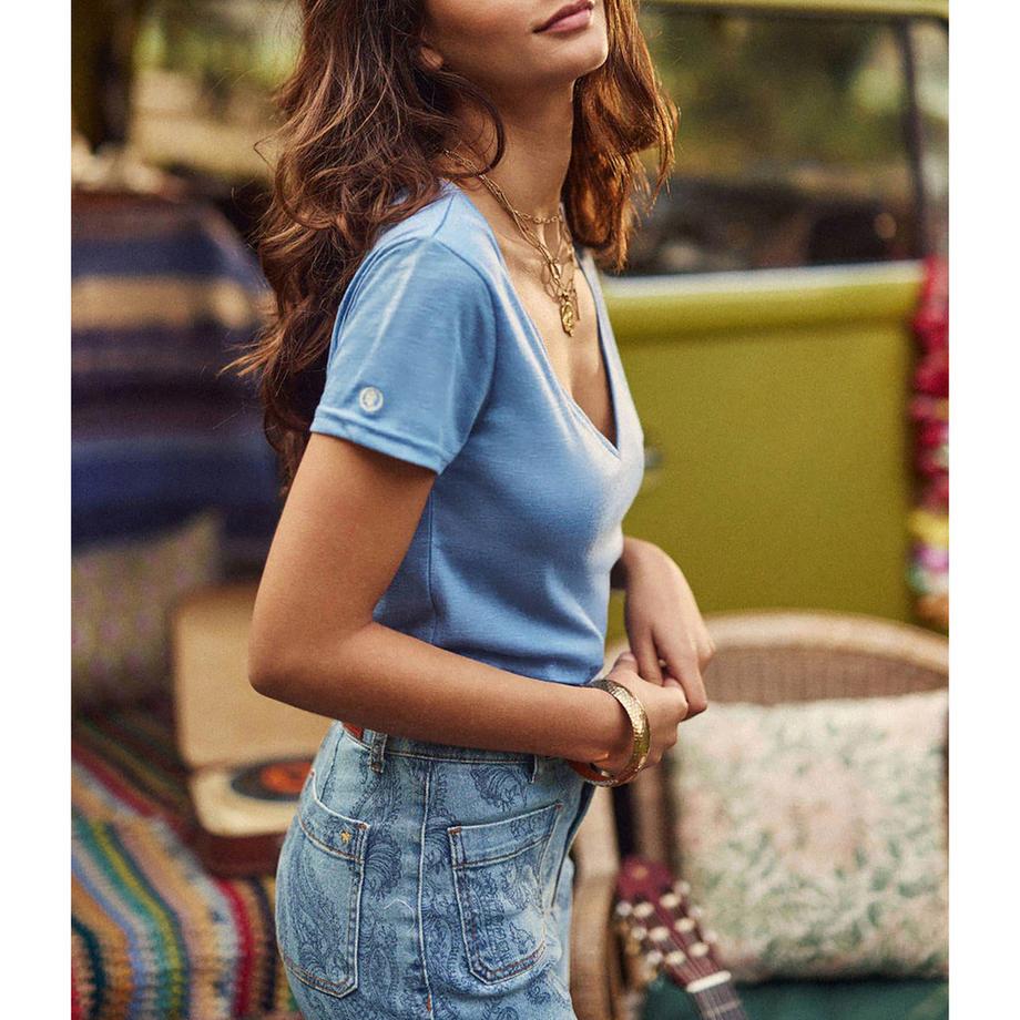 La Petite Etoile Elvie Col V Manches Courtes T-Shirt  