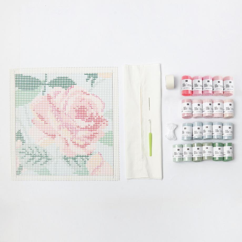 Rico Design Cuscino uncinetto rose 