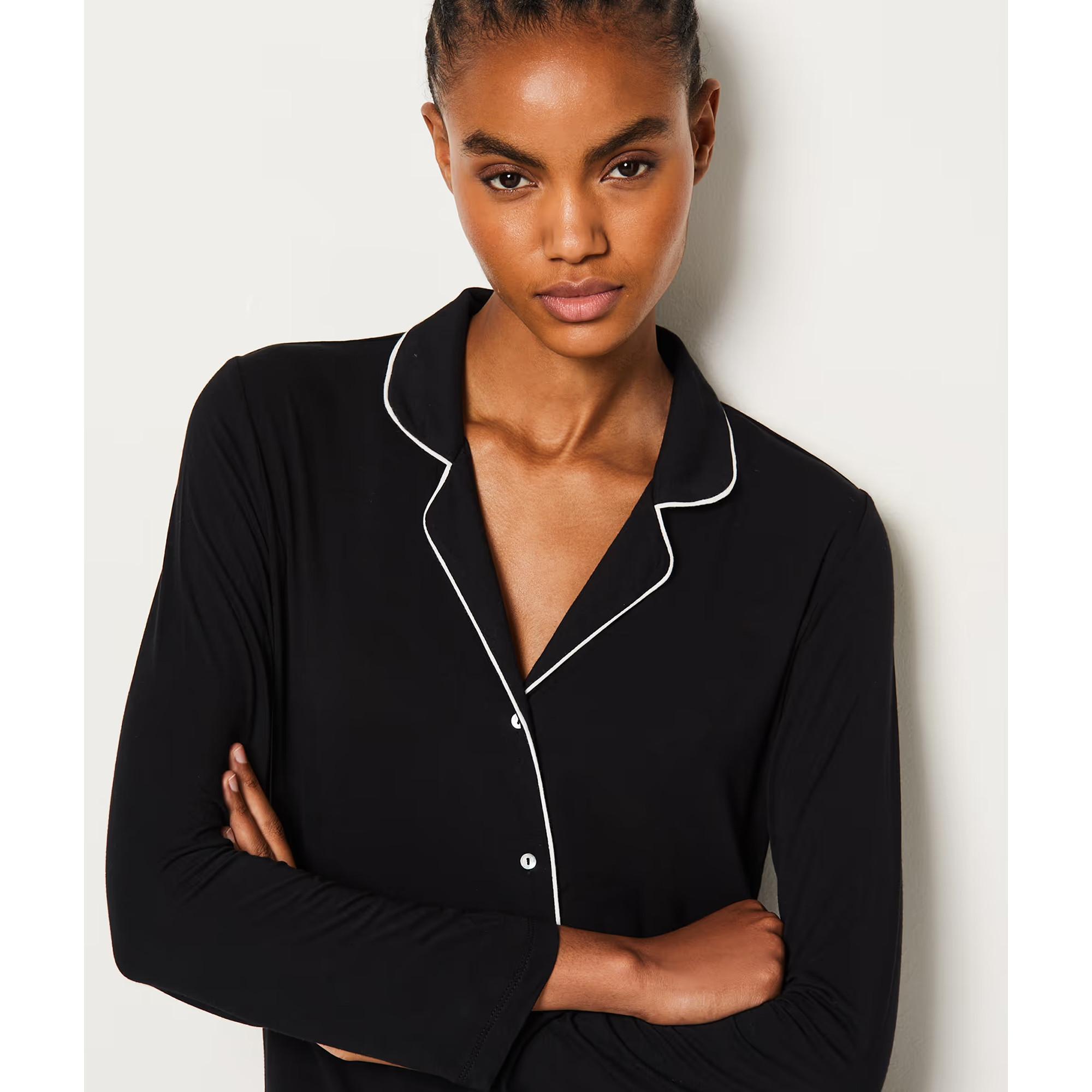 Etam Camicia Maniche Lunghe con Profili a Contrasto  