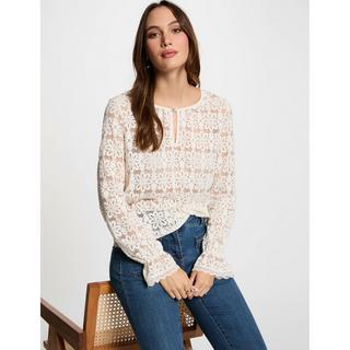 MORGAN T-Shirt Maniche Lunghe Pizzo Floreale  