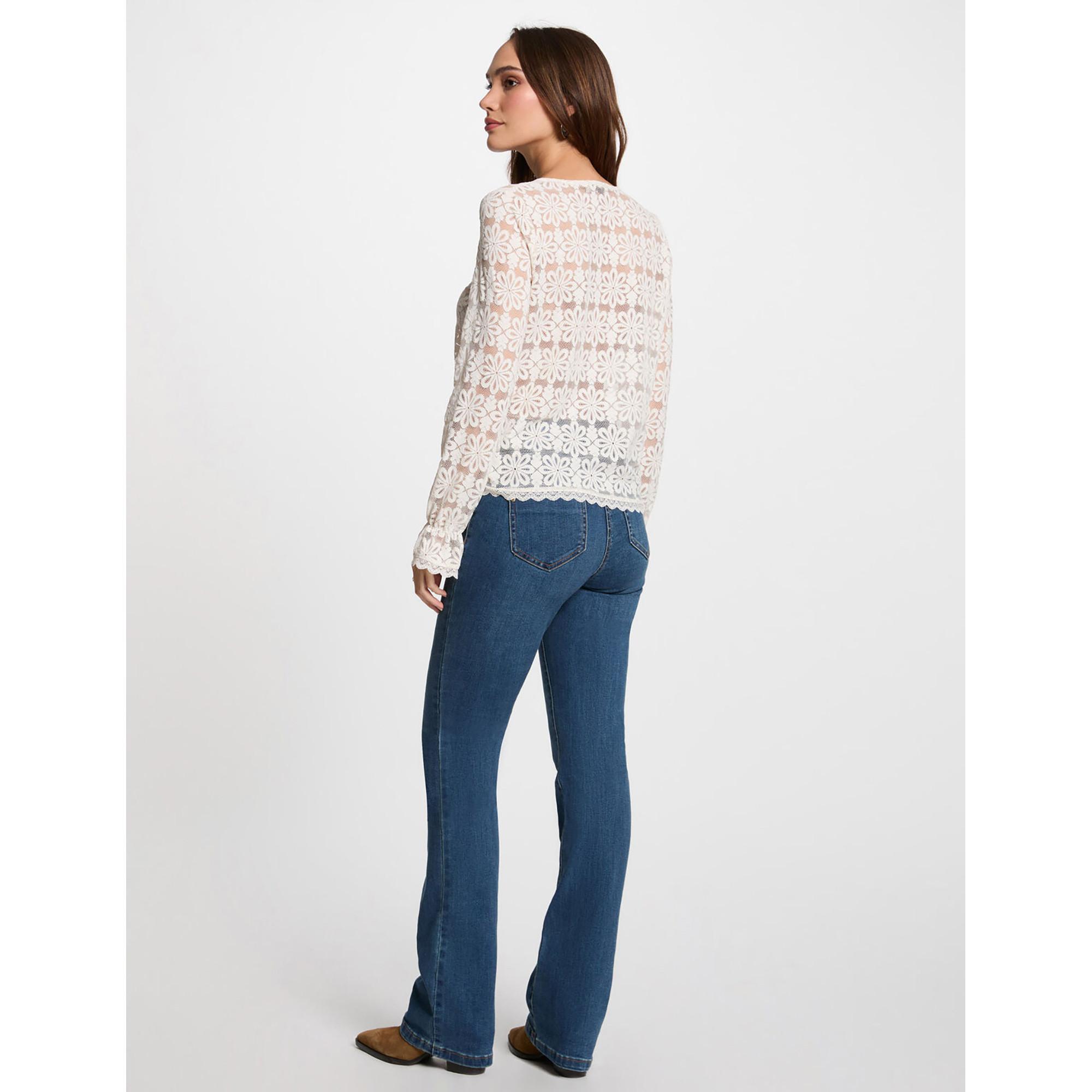 MORGAN T-Shirt Maniche Lunghe Pizzo Floreale  