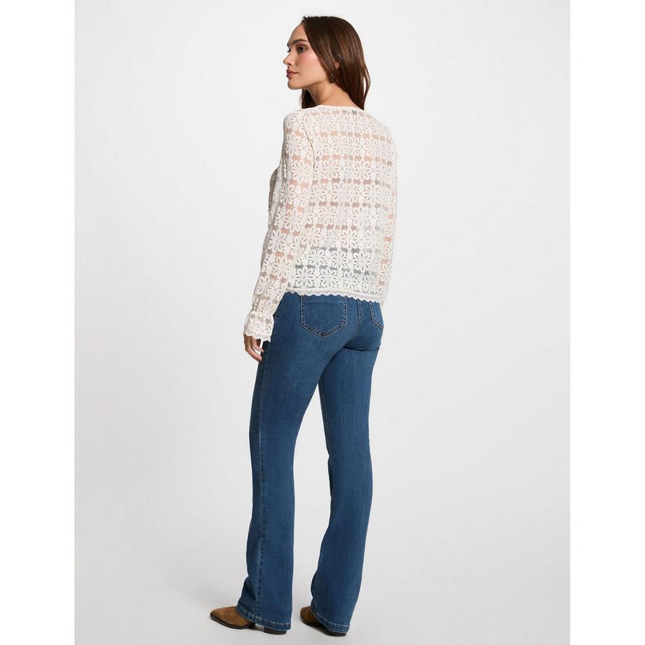 MORGAN Blumen Spitzen Langarm T-Shirt  