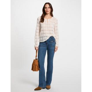 MORGAN T-Shirt Maniche Lunghe Pizzo Floreale  