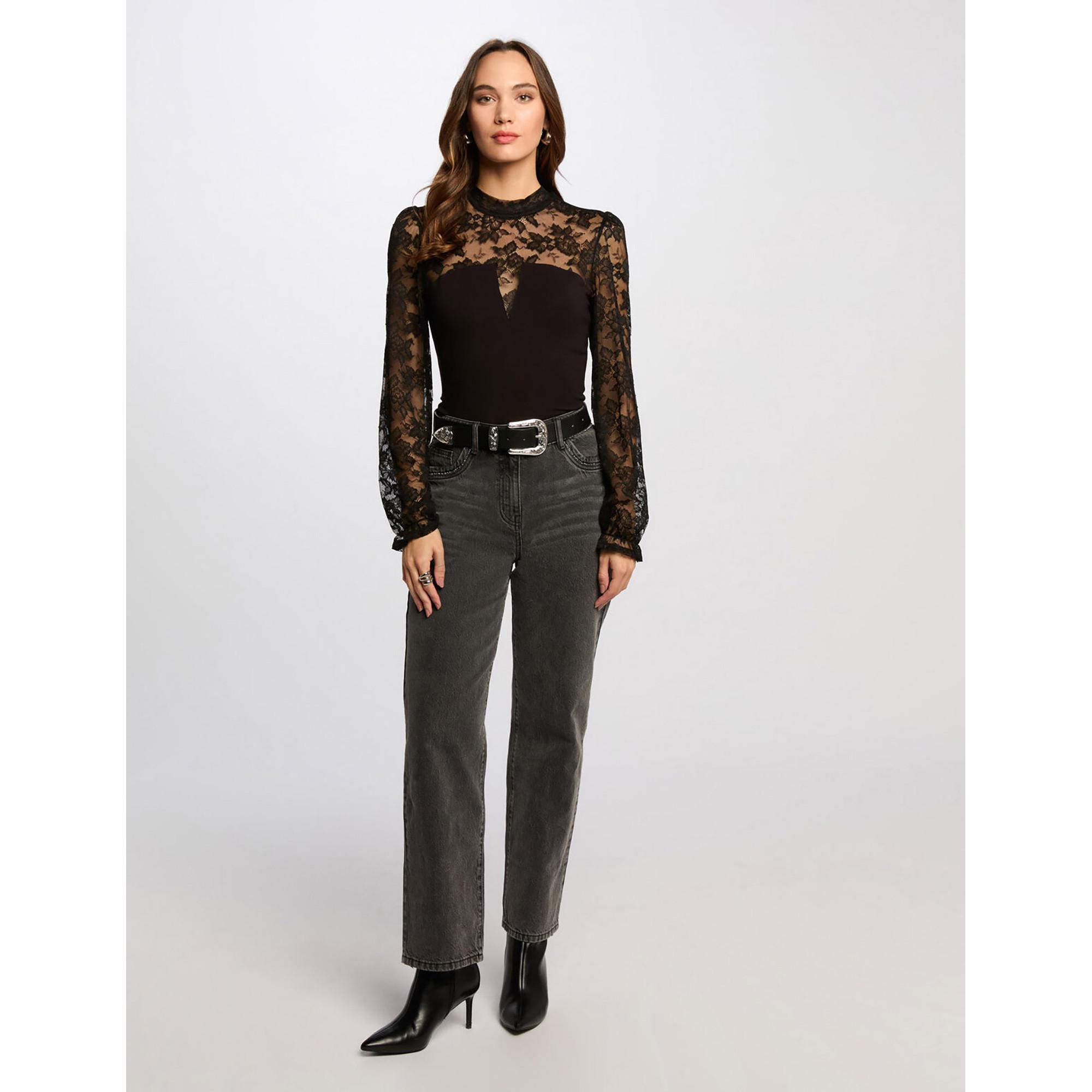 MORGAN T-shirt Maniche Lunghe Pizzo  