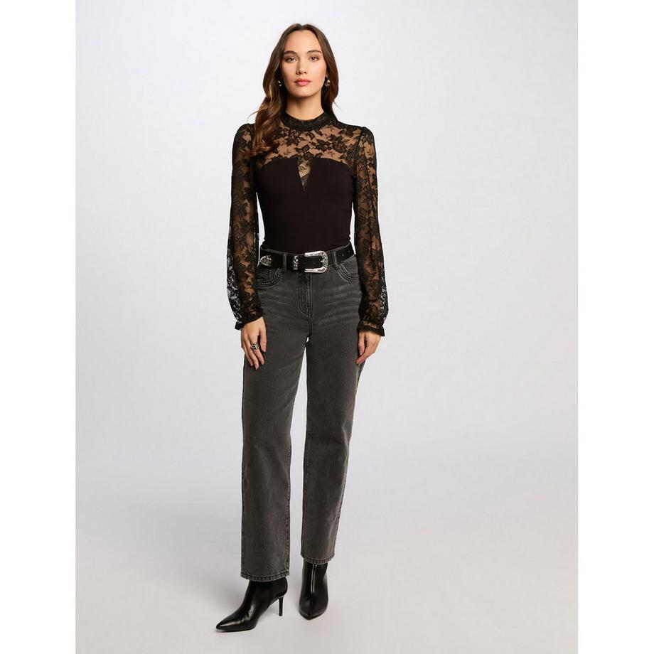MORGAN T-shirt Manches Longues Dentelle  