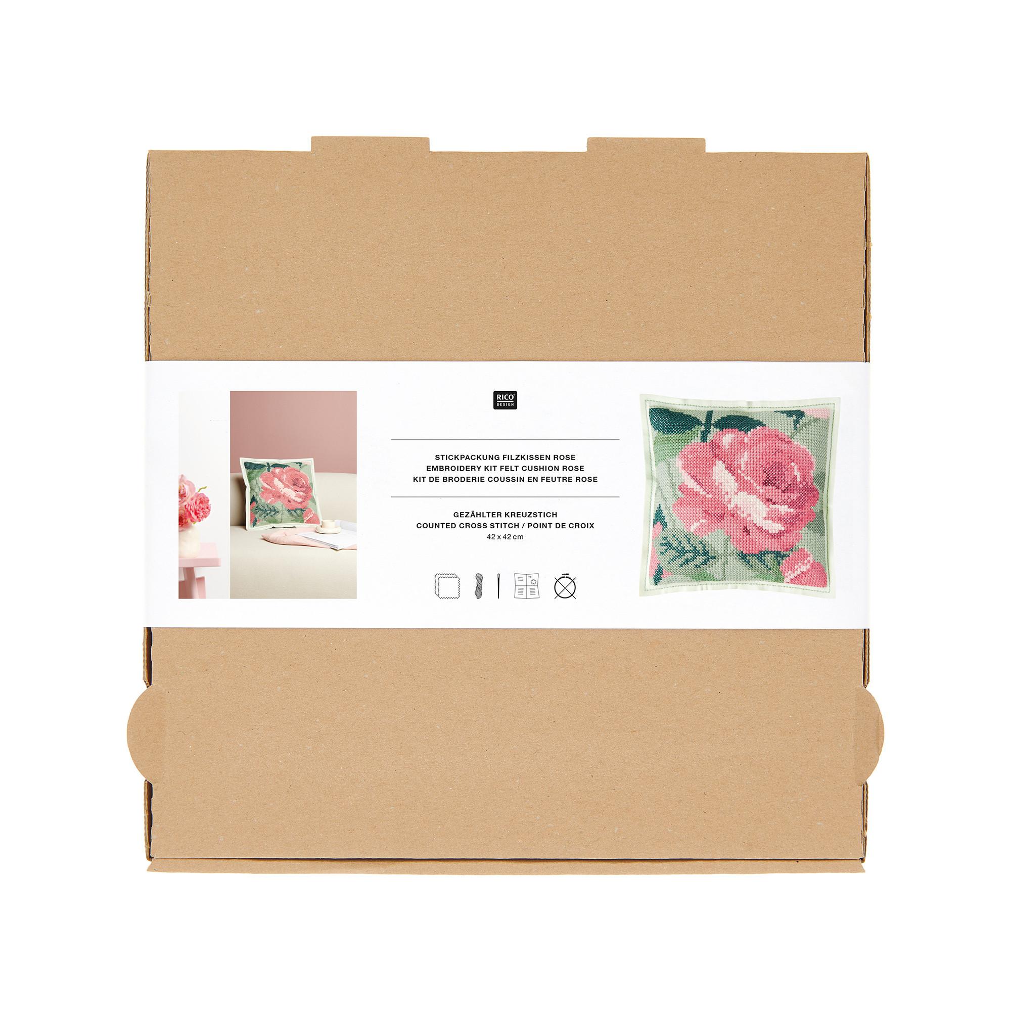 RICO-Design Cuscino in feltro per ricamo, rosa 