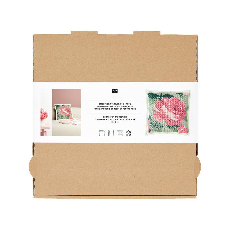 RICO-Design Filzkissen zum Besticken, Rose 